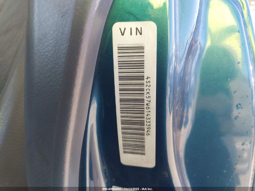 2001 Isuzu Rodeo Sport S 3.2L V6 Hard Top/S 3.2L V6 Soft Top VIN: 4S2CK57W614333946 Lot: 43694083