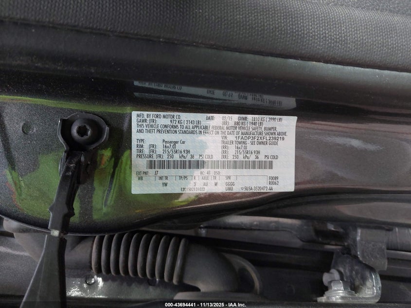 1FADP3F2XFL239219 2015 FORD FOCUS photo no. 9