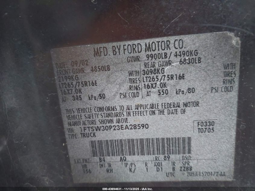 2008 Ford F-250 Fx4/Lariat/Xl/Xlt VIN: 1FTSX21RX8EA83822 Lot: 43694631