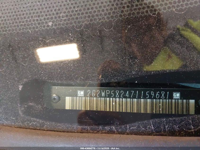 2007 Pontiac Grand Prix VIN: 2G2WP582471159681 Lot: 43694776