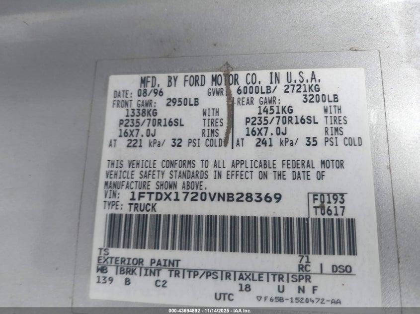 1FTDX1720VNB28369 1997 FORD F-150 photo no. 9