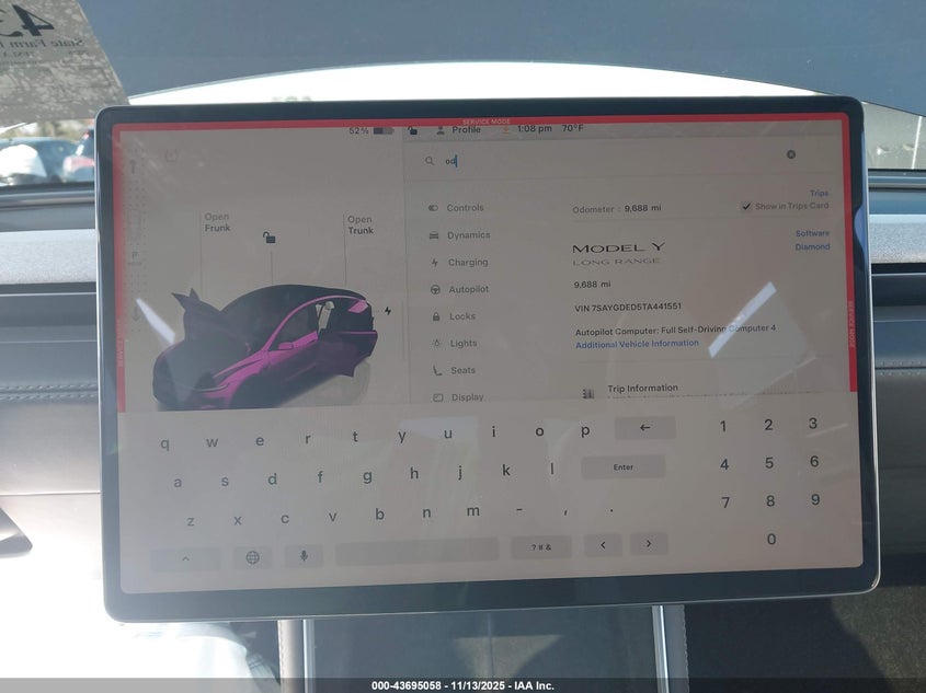 2026 Tesla Model Y Long Range Dual Motor All-Wheel Drive VIN: 7SAYGDED5TA441551 Lot: 43695058