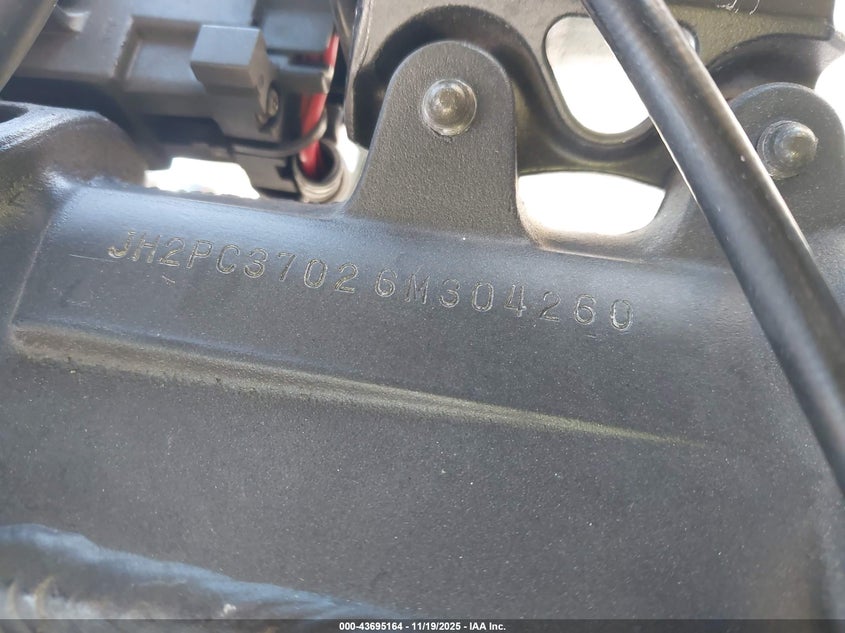 2006 Honda Cbr600 Rr VIN: JH2PC37026M304260 Lot: 43695164