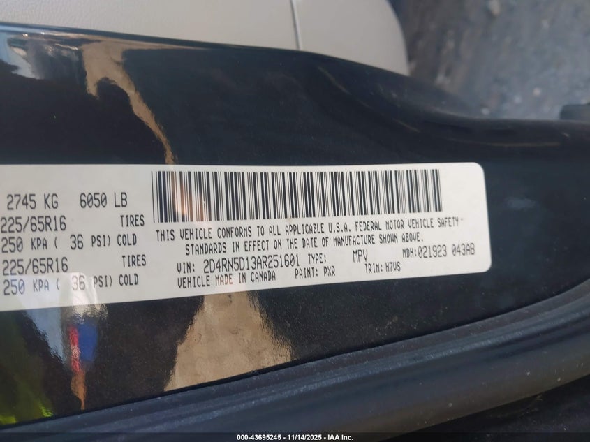 2010 Dodge Grand Caravan Sxt VIN: 2D4RN5D13AR251601 Lot: 43695245