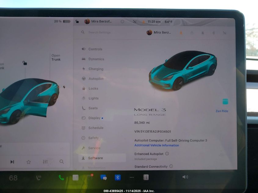 2018 Tesla Model 3 Long Range/Mid Range VIN: 5YJ3E1EA2JF034501 Lot: 43695425