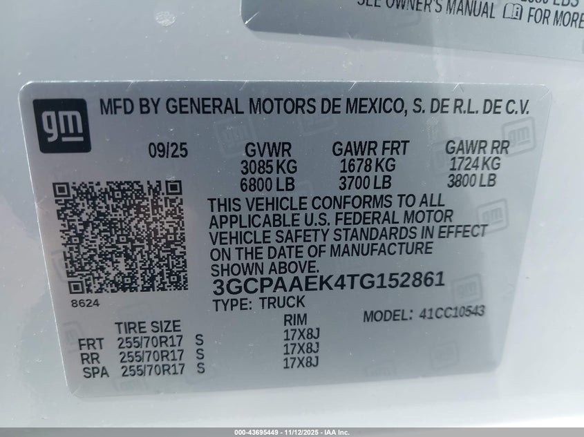 3GCPAAEK4TG152861 2026 CHEVROLET SILVERADO photo no. 9