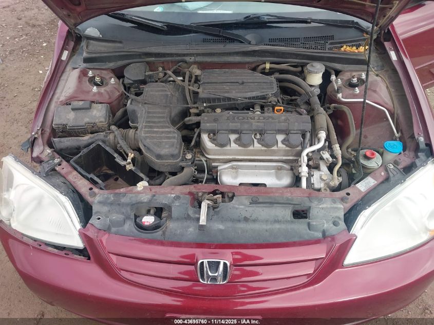 2002 Honda Civic Lx VIN: 2HGES16542H513938 Lot: 43695760