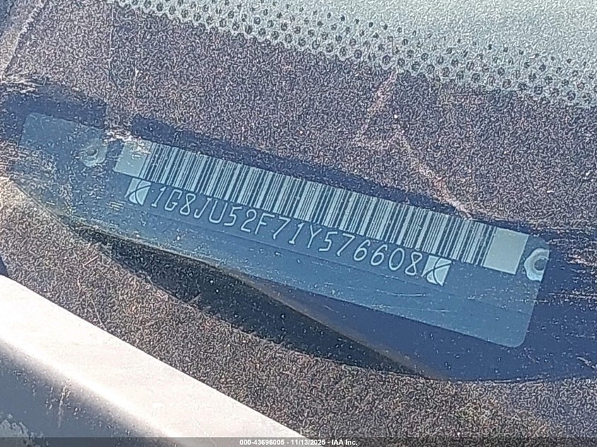 2001 Saturn L200 VIN: 1G8JU52F71Y576608 Lot: 43696005