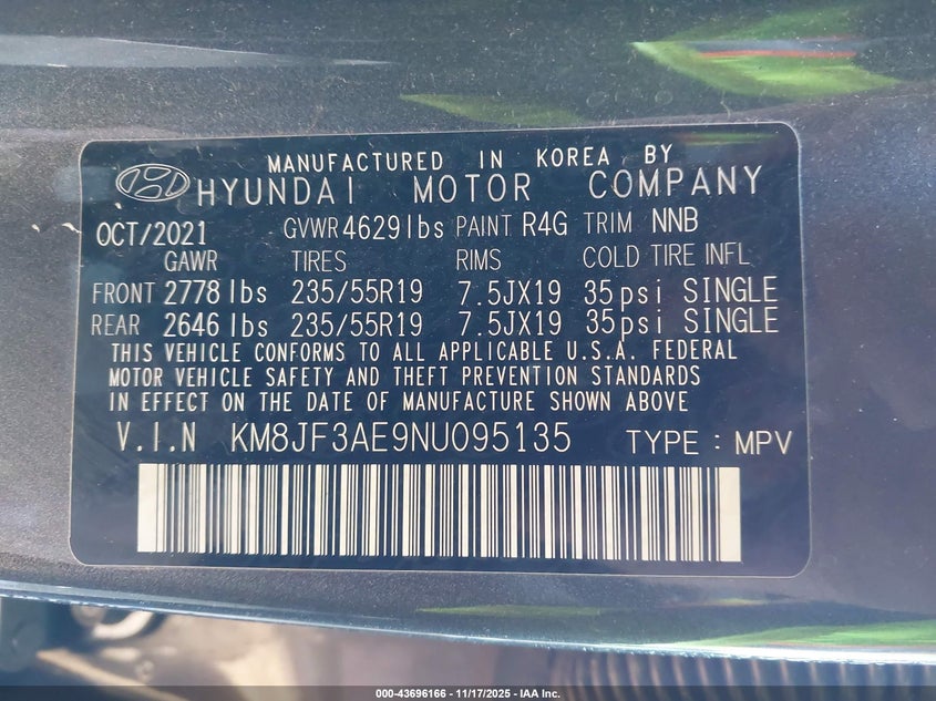 2022 Hyundai Tucson N Line VIN: KM8JF3AE9NU095135 Lot: 43696166