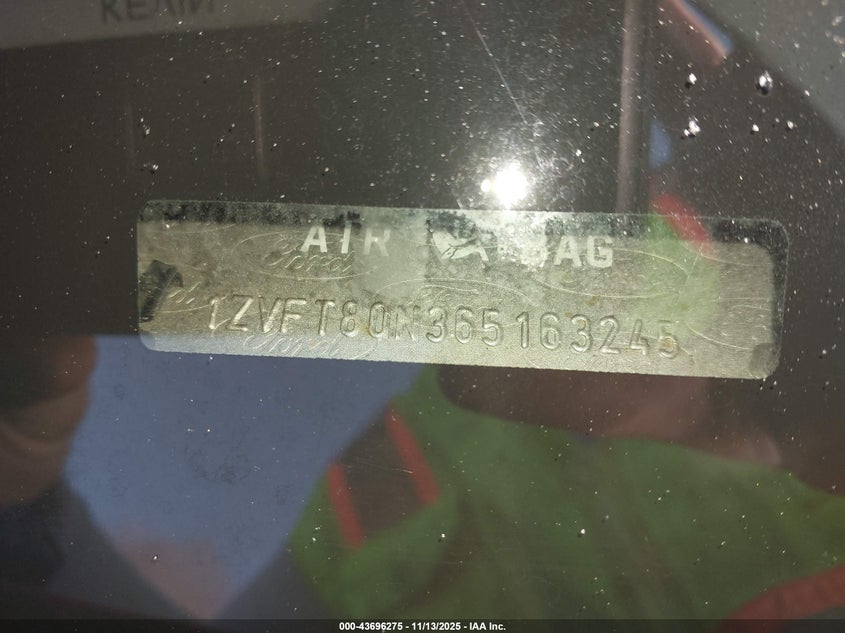 2006 Ford Mustang V6 VIN: 1ZVFT80N365163245 Lot: 43696275