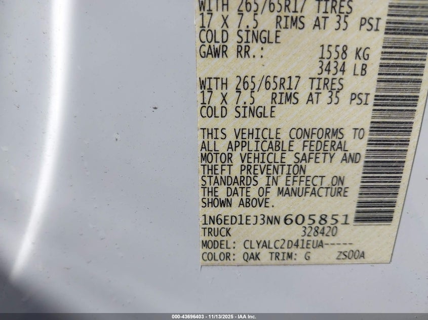1N6ED1EJ3NN605851 2022 NISSAN NAVARA (FRONTIER) photo no. 9