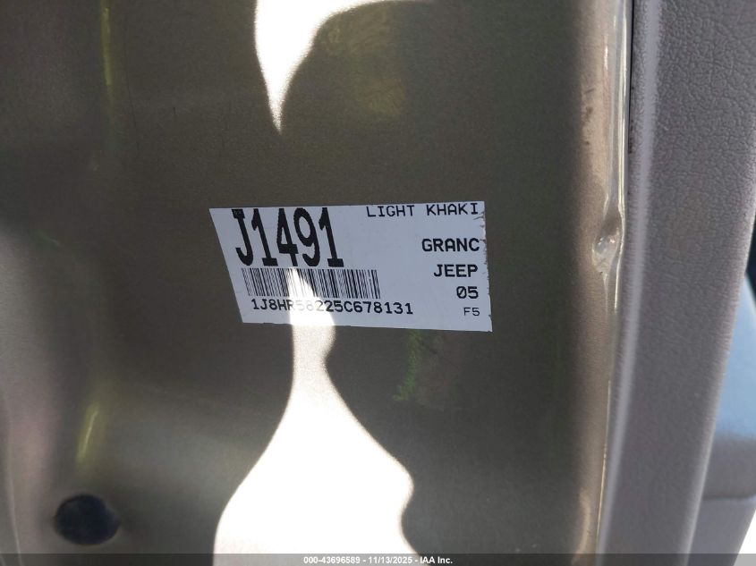 2005 Jeep Grand Cherokee Limited VIN: 1J8HR58225C678131 Lot: 43696589