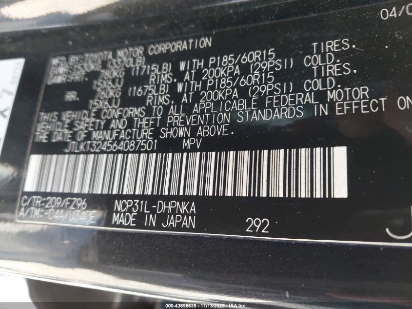 2006 Scion Xb VIN: JTLKT324564087501 Lot: 43696635