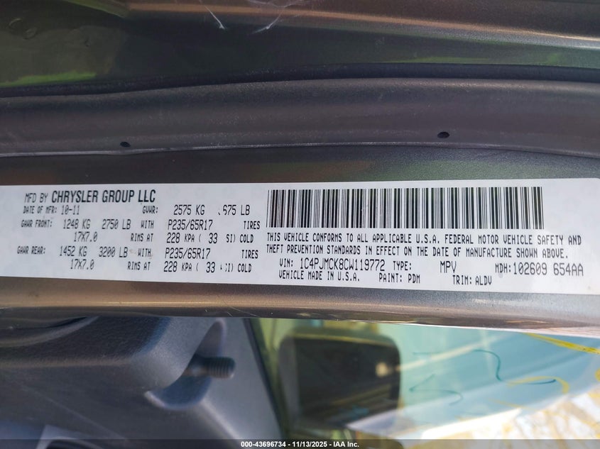 1C4PJMCK8CW119772 2012 JEEP LIBERTY (NORTH AMERICA) photo no. 9