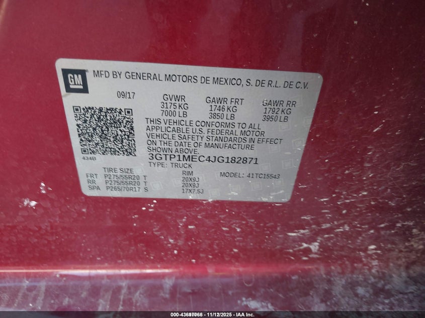 3GTP1MEC4JG182871 2018 GMC SIERRA photo no. 9