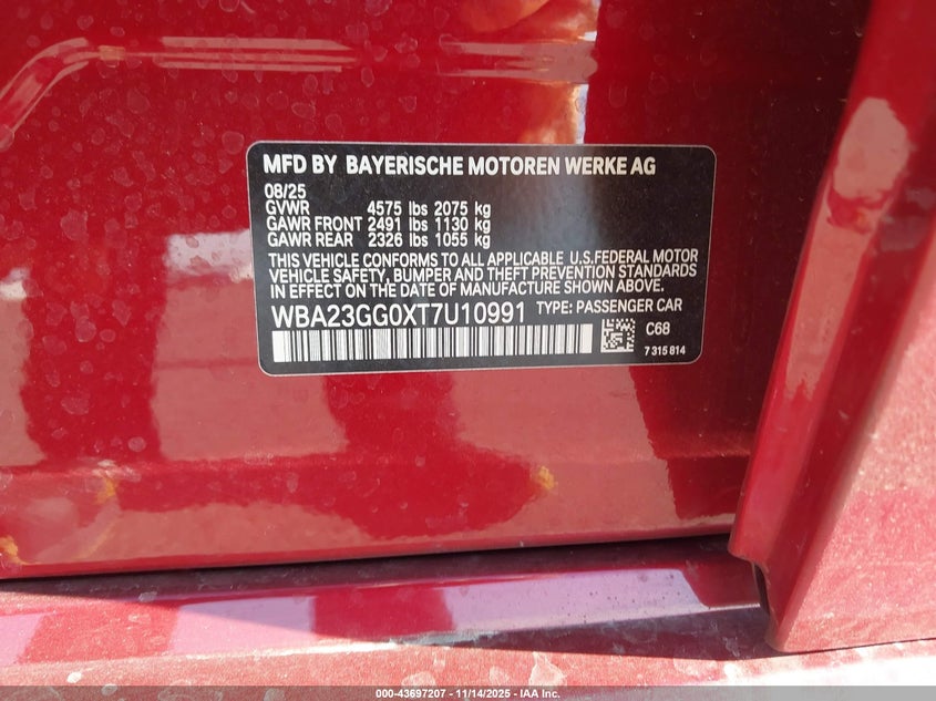 2026 BMW 228 Gran Coupe xDrive VIN: WBA23GG0XT7U10991 Lot: 43697207