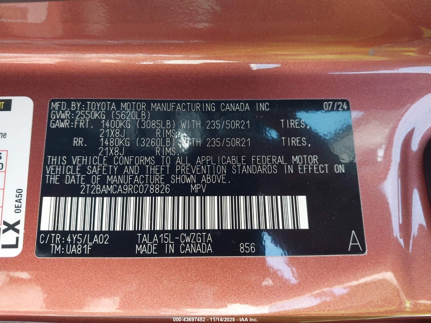2T2BAMCA9RC078826 2024 LEXUS RX photo no. 9