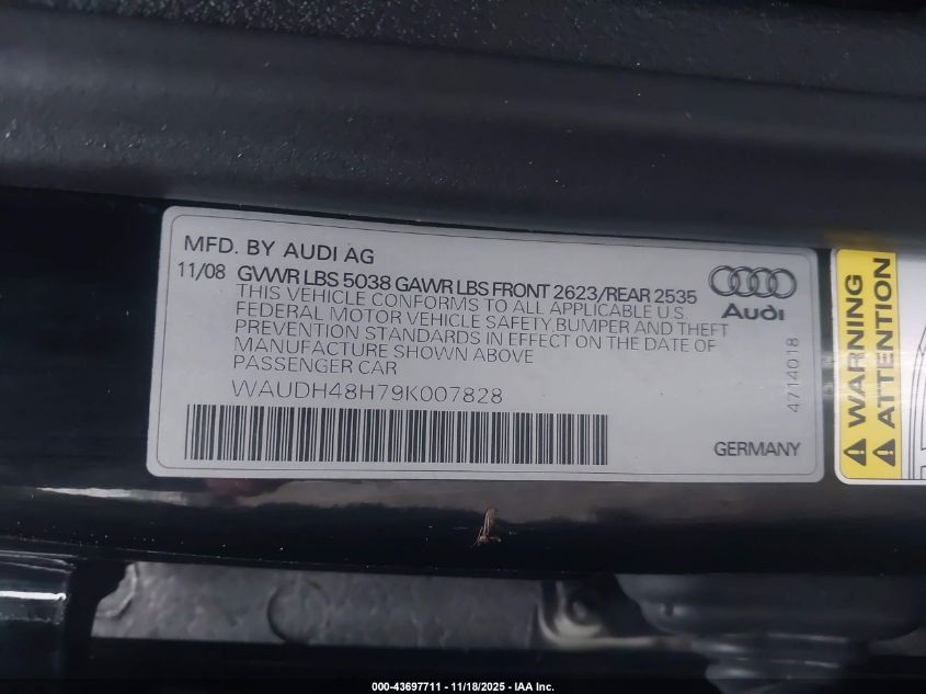 2009 Audi A4 3.2 Special Edition VIN: WAUDH48H79K007828 Lot: 43697711
