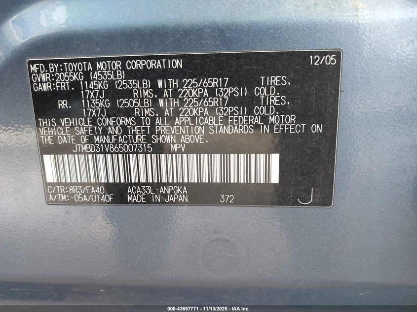 JTMBD31V865007315 2006 TOYOTA RAV 4 photo no. 9