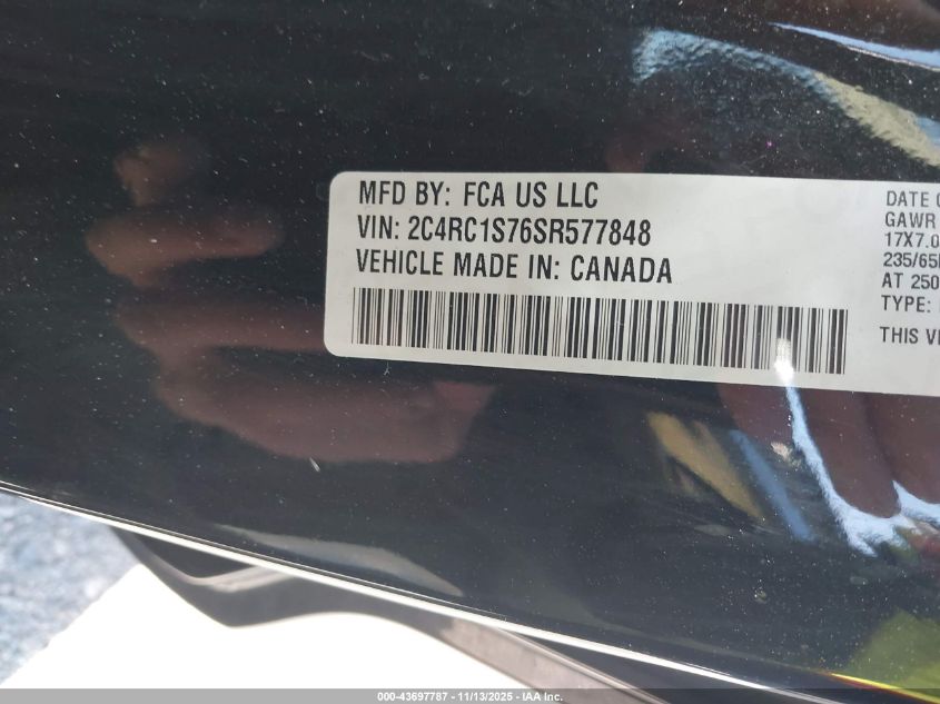 2025 Chrysler Pacifica Hybrid Select VIN: 2C4RC1S76SR577848 Lot: 43697787