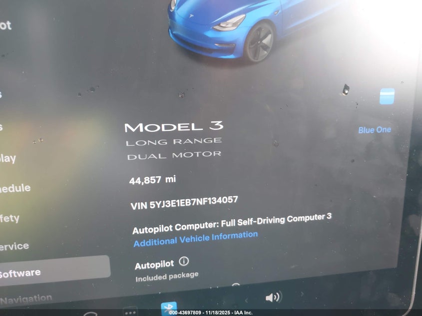 2022 Tesla Model 3 Long Range Dual Motor All-Wheel Drive VIN: 5YJ3E1EB7NF134057 Lot: 43697809