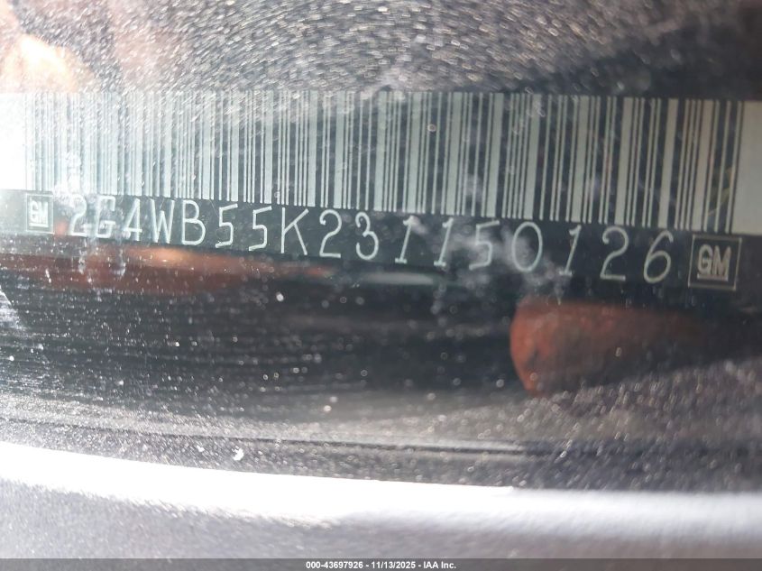 2003 Buick Regal Ls VIN: 2G4WB55K231150126 Lot: 43697926