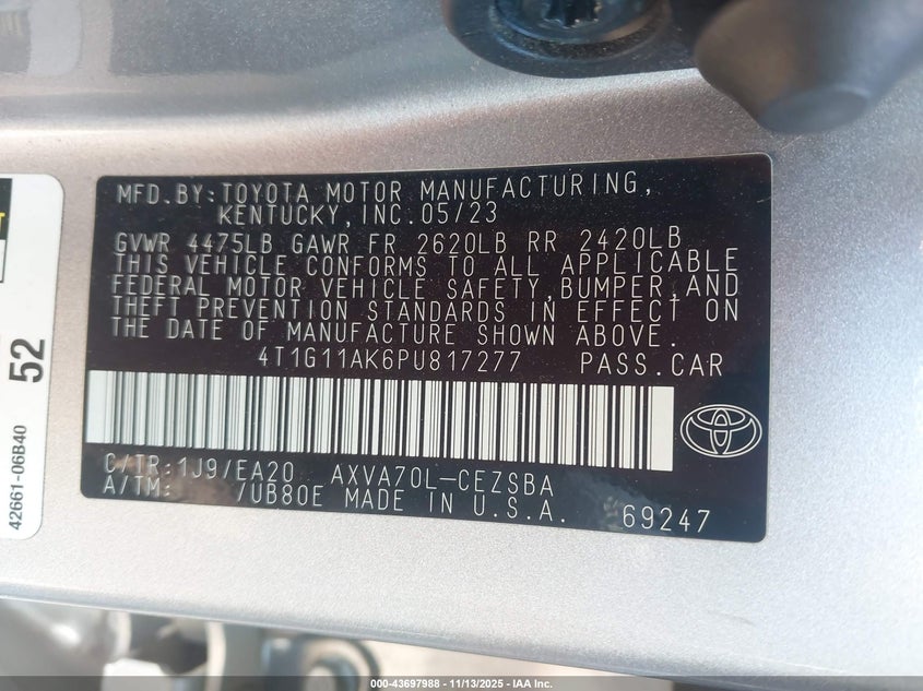 4T1G11AK6PU817277 2023 TOYOTA CAMRY photo no. 9