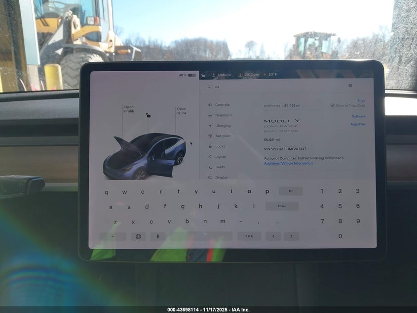 2021 Tesla Model Y Long Range Dual Motor All-Wheel Drive VIN: 5YJYGAEE1MF207447 Lot: 43698114