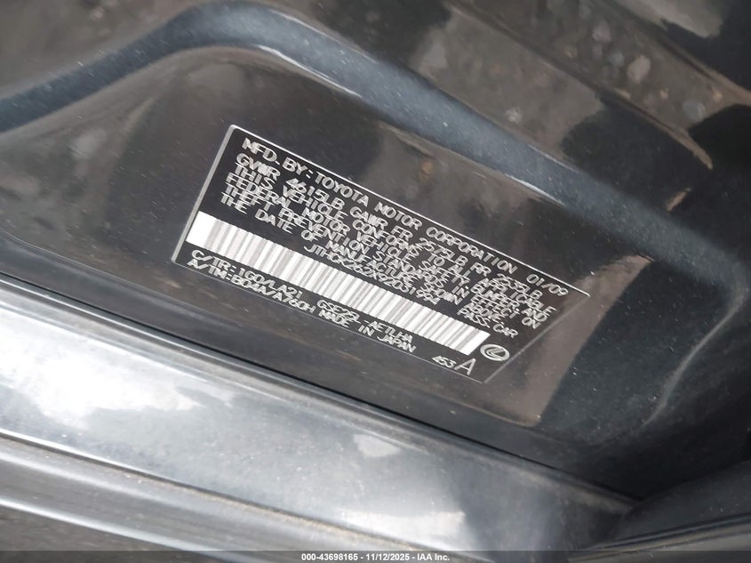 2009 LEXUS IS SEDAN 2.5L V-6 DI, DOHC, VVT, 204HP