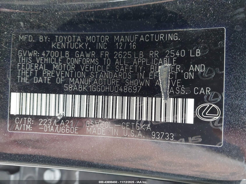 58ABK1GG0HU048697 2017 LEXUS ES photo no. 9