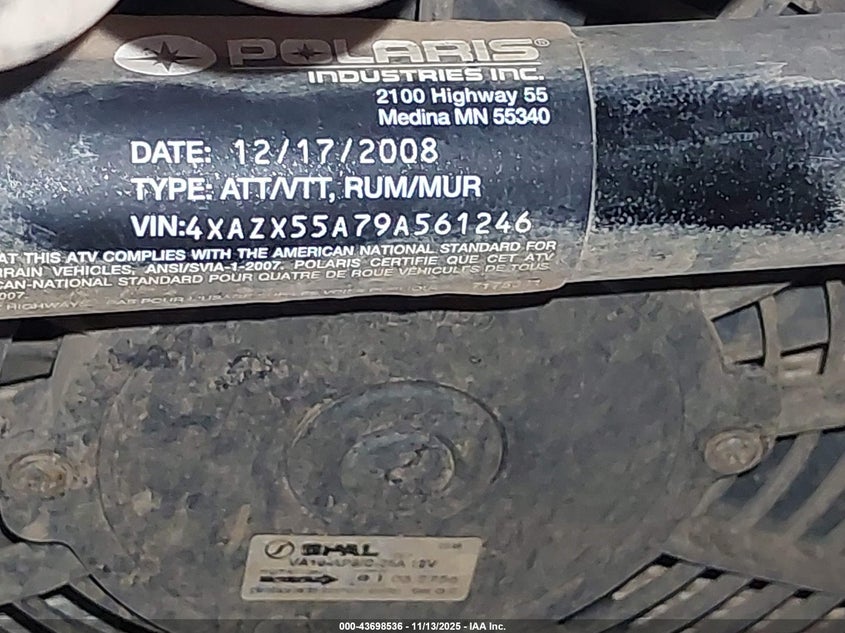 2009 Polaris Sportsman 550 Xp-Eps VIN: 4XAZX55A79A561246 Lot: 43698536