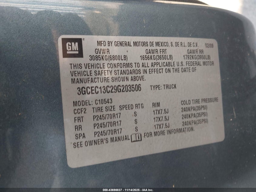 3GCEC13C29G203506 2009 CHEVROLET SILVERADO photo no. 9