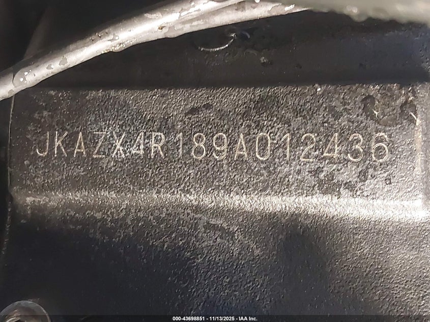 2009 Kawasaki Zx600 R VIN: JKAZX4R189A012436 Lot: 43698851