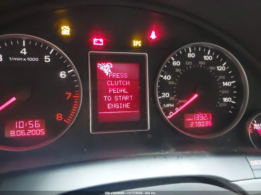 2007 Audi A4 2.0T VIN: WAUEF78E57A017861 Lot: 43699080