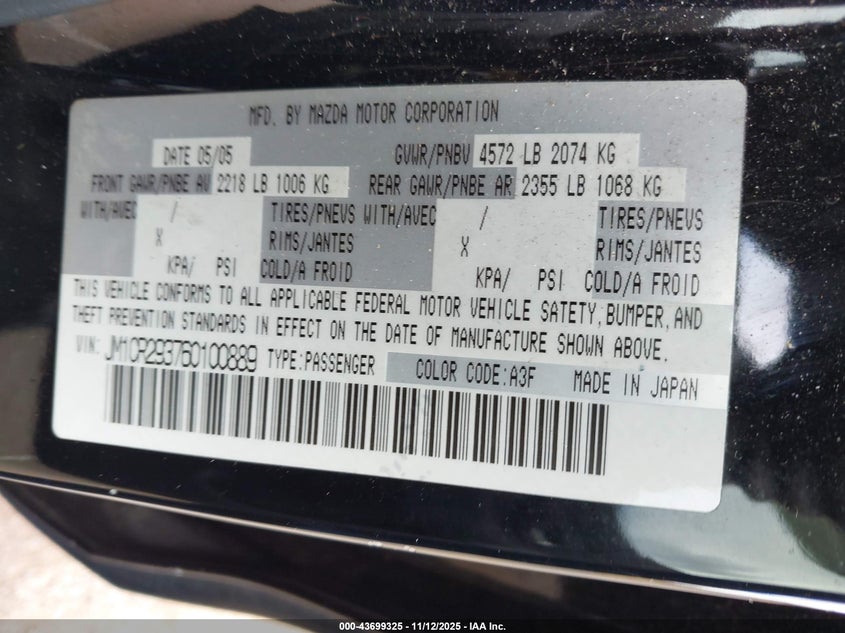 2006 Mazda Mazda5 Sport VIN: JM1CR293760100889 Lot: 43699325