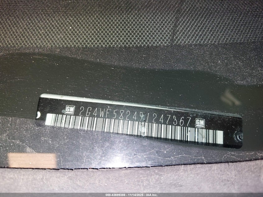 2009 Buick Allure Cx VIN: 2G4WF582491247367 Lot: 43699386