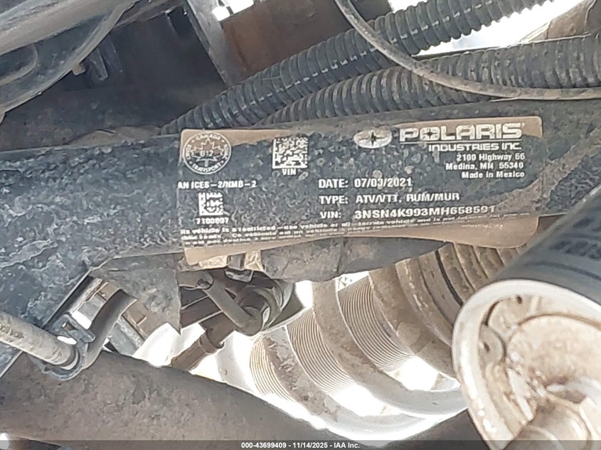 2021 Polaris Rzr Xp 4 1000 Premium VIN: 3NSN4K993MH658591 Lot: 43699409