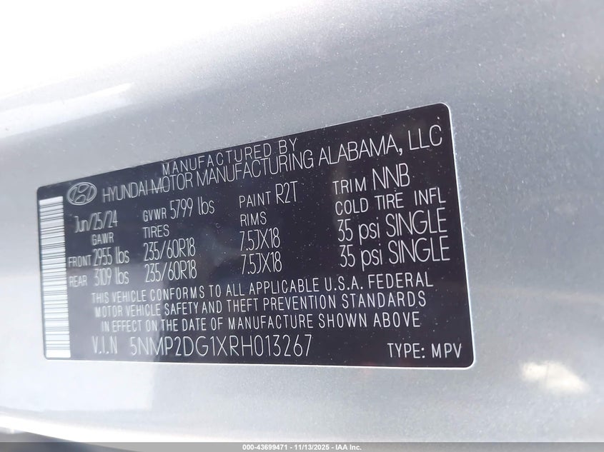5NMP2DG1XRH013267 2024 HYUNDAI SANTA FE photo no. 9