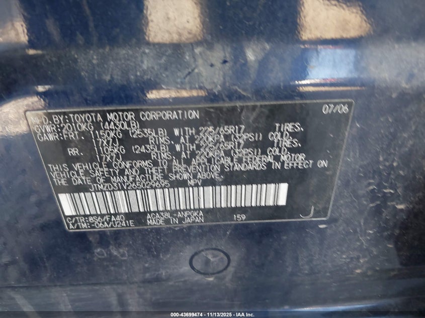 JTMZD31V265029695 2006 TOYOTA RAV 4 photo no. 9