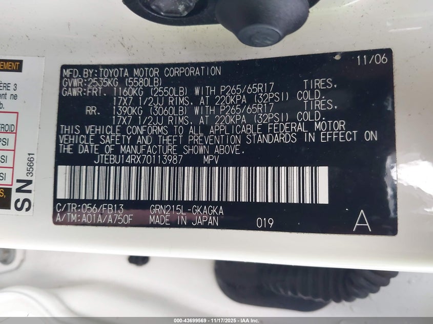 JTEBU14RX70113987 2007 TOYOTA 4RUNNER photo no. 9