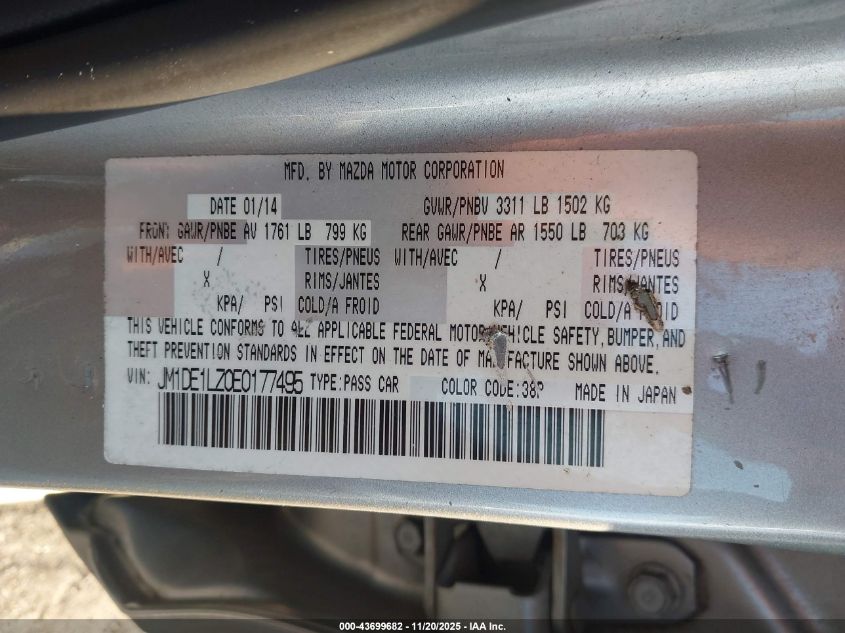 2014 Mazda Mazda2 Touring VIN: JM1DE1LZ0E0177495 Lot: 43699682