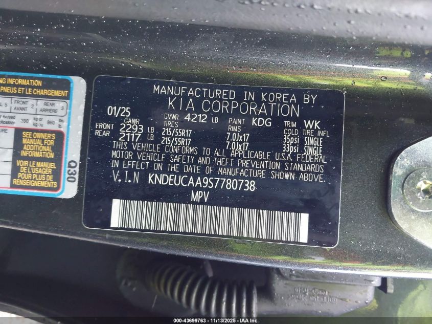 2025 Kia Seltos S VIN: KNDEUCAA9S7780738 Lot: 43699763