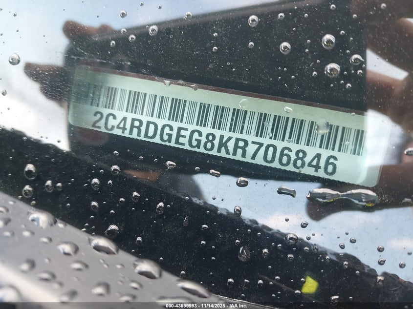 2019 Dodge Grand Caravan Gt VIN: 2C4RDGEG8KR706846 Lot: 43699993