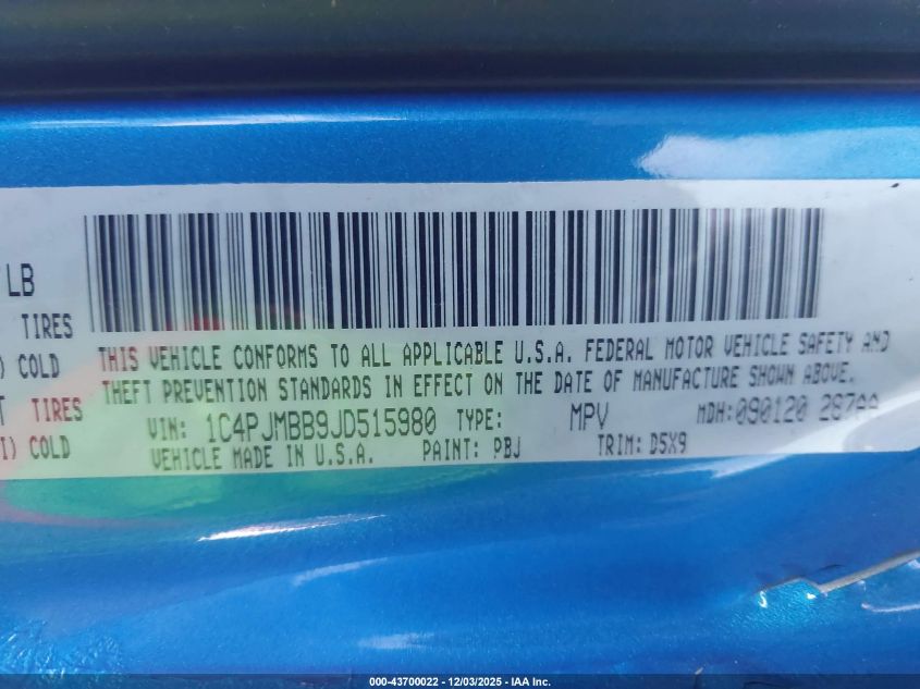 2018 Jeep Cherokee Trailhawk 4X4 VIN: 1C4PJMBB9JD515980 Lot: 43700022