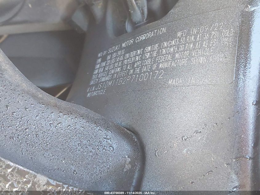 2023 Suzuki Gsx-R1000 VIN: JS1DM11B2P7100172 Lot: 43700389