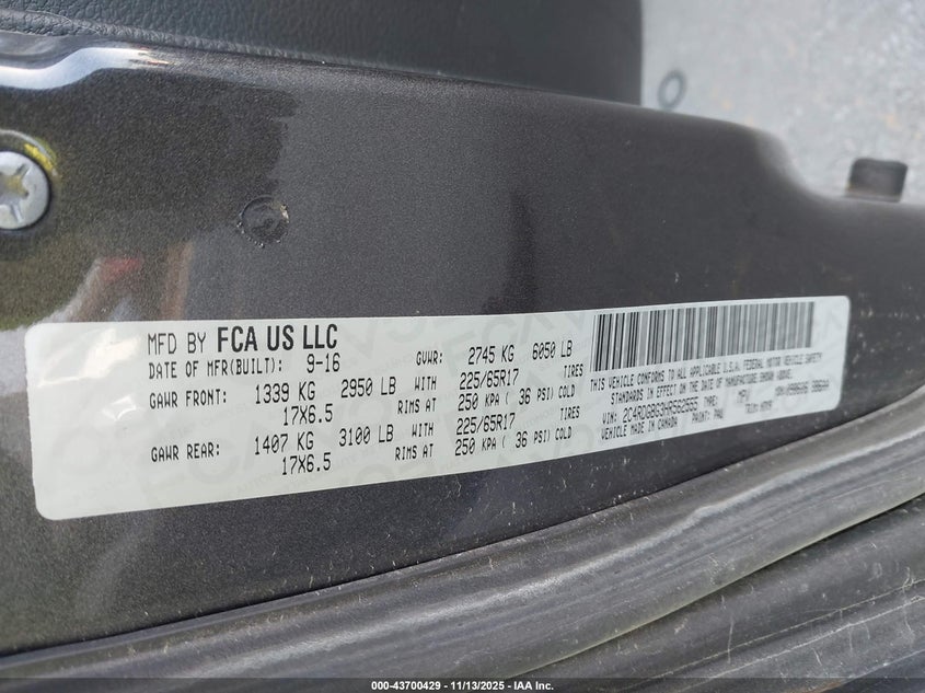 2017 Dodge Grand Caravan Se Plus VIN: 2C4RDGBG3HR562555 Lot: 43700429