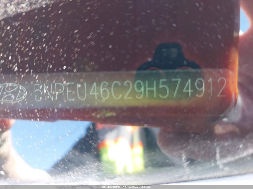 2009 Hyundai Sonata Limited VIN: 5NPEU46C29H574912 Lot: 43700494