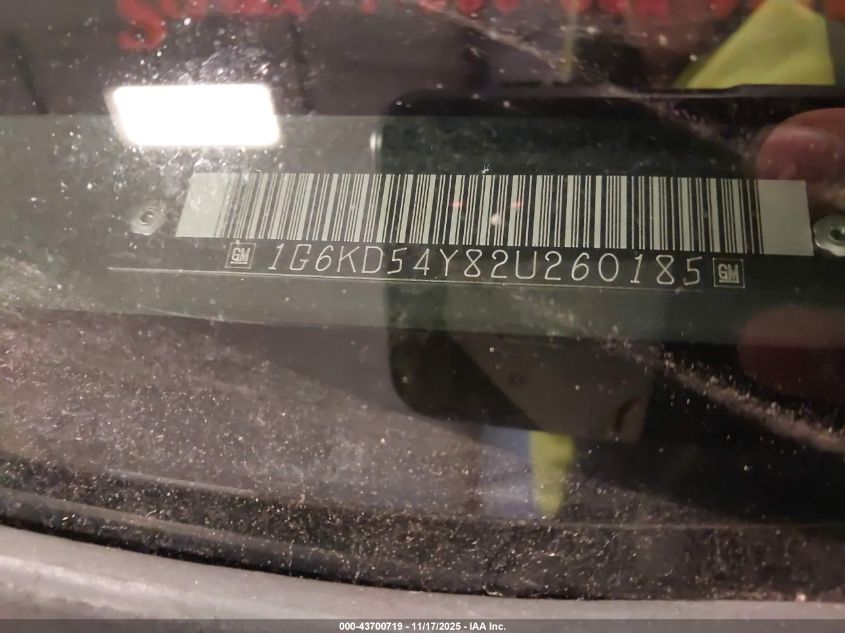 2002 Cadillac Deville Standard VIN: 1G6KD54Y82U260185 Lot: 43700719