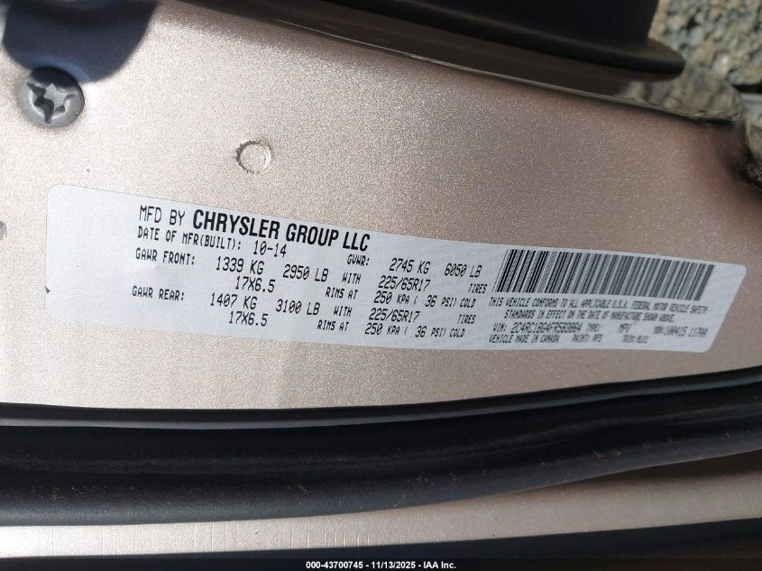 2015 Chrysler Town & Country Touring VIN: 2C4RC1BG4FR583864 Lot: 43700745