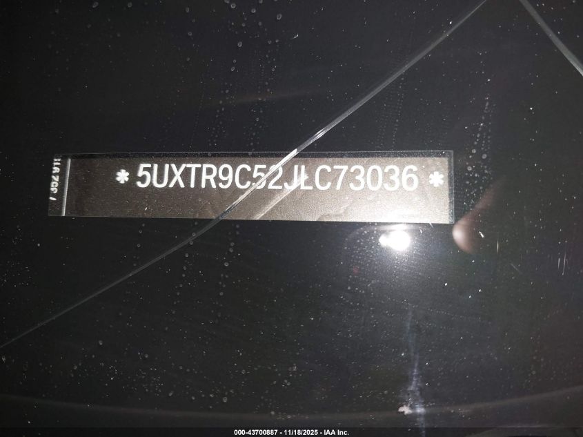 2018 BMW X3 xDrive30I VIN: 5UXTR9C52JLC73036 Lot: 43700887